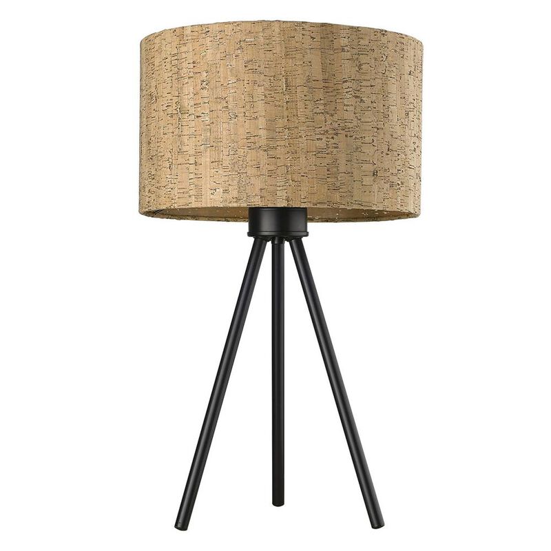 Hivvago 22" Black Metal Tripod Table Lamp With Beige Drum Shade
