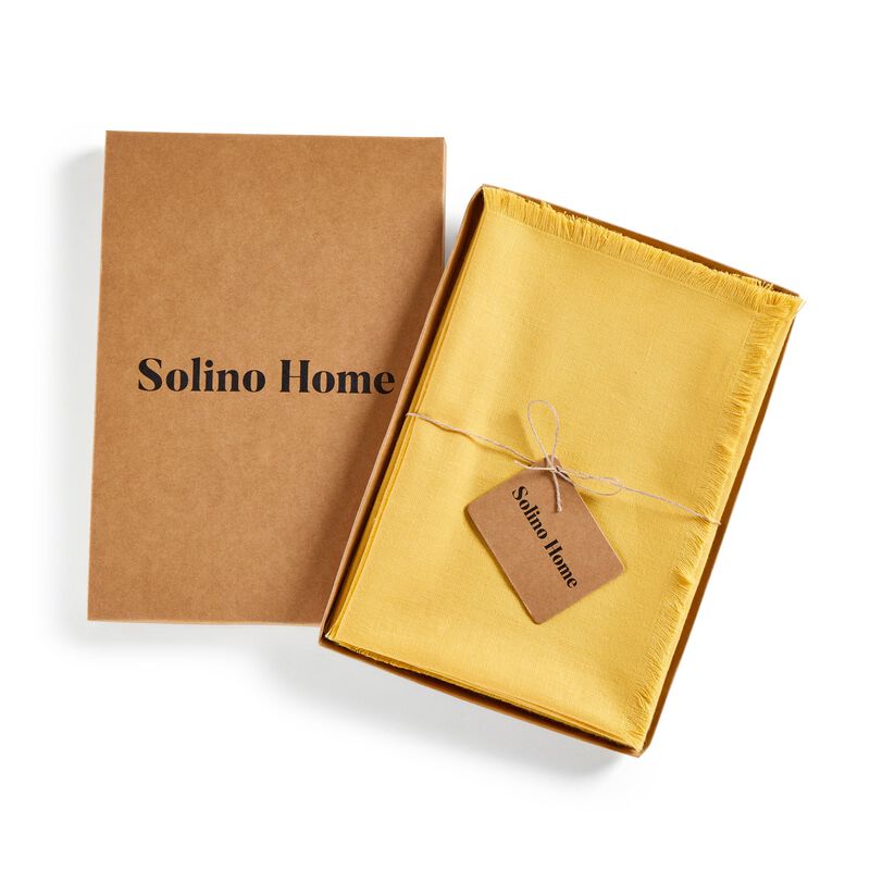 Solino Home Fringe 100% Linen Dinner Napkins &ndash; Set of 4, 20 x 20 in, Machine Washable, Holiday and Everyday Dining