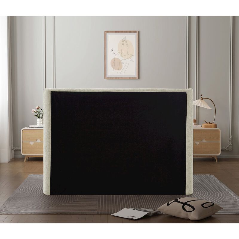 Meridian Furniture Penny Cream Chenille Fabric King Bed