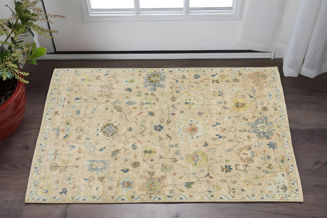 HomeRoots Wool Oriental Hand Knotted Runner Rug With Fringe