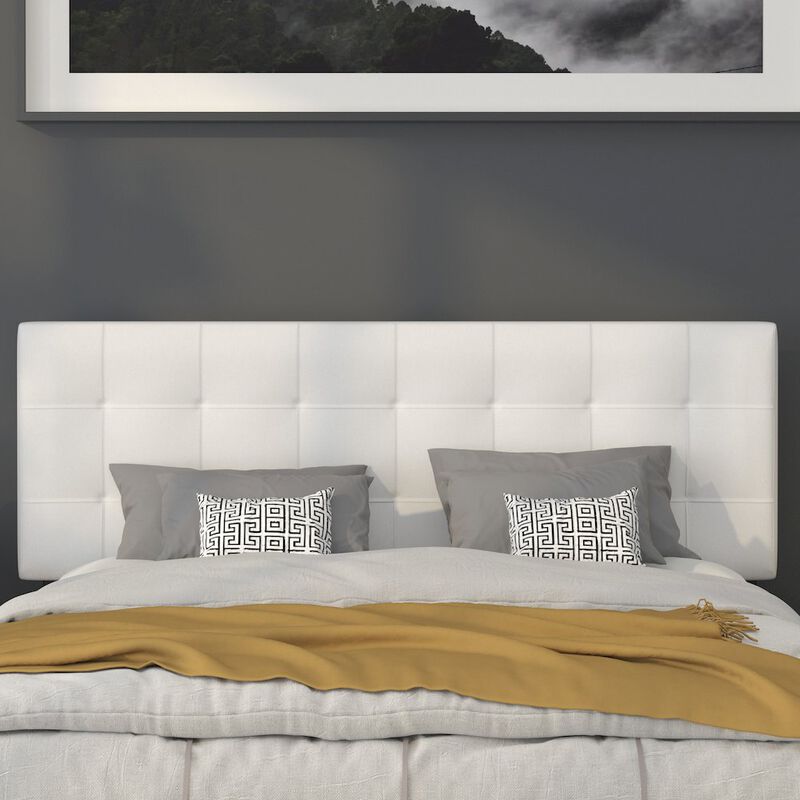 Flash Furniture Tufted Upholstered Queen Size Headboard in White Fabric image number 9