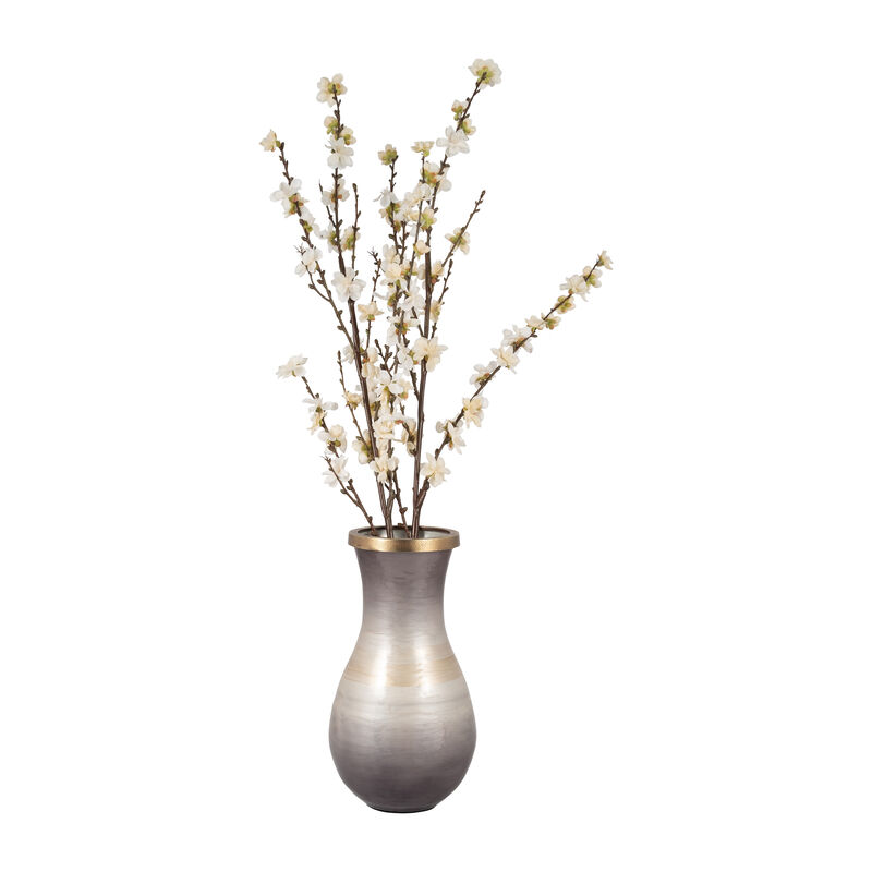 Glass, 13" Vase With Metal Rim image number 2