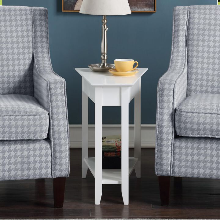 Convenience Concepts American Heritage Wedge End 24"" Classic Living Storage Shelf, Side Family Room, Bedside Table, White