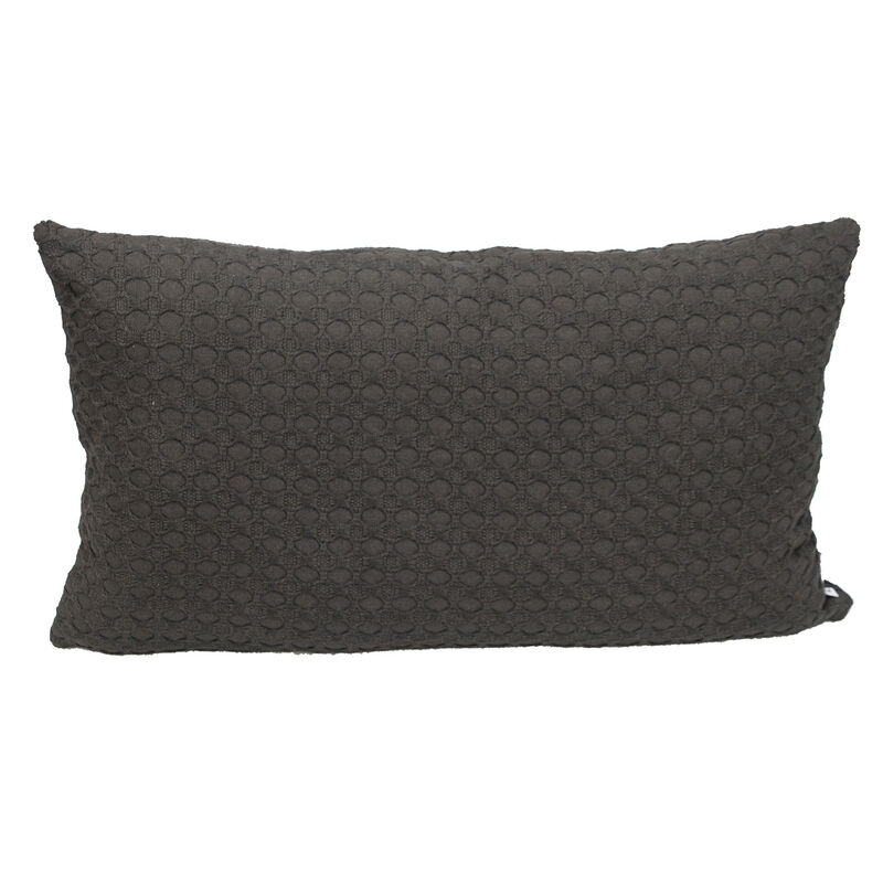 HomeRoots 14" X 26" Dark Gray Cotton Lumbar Throw Pillow with Texture image number 0