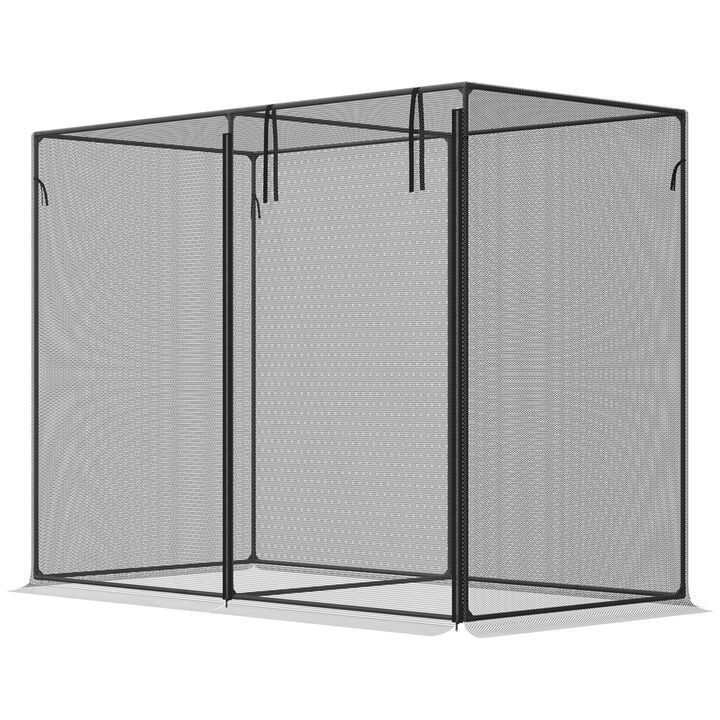 Outsunny 6' x 3' Crop Cage, Plant Protection Tent with Zippered Doors for Vegetable Garden, Backyard, Black