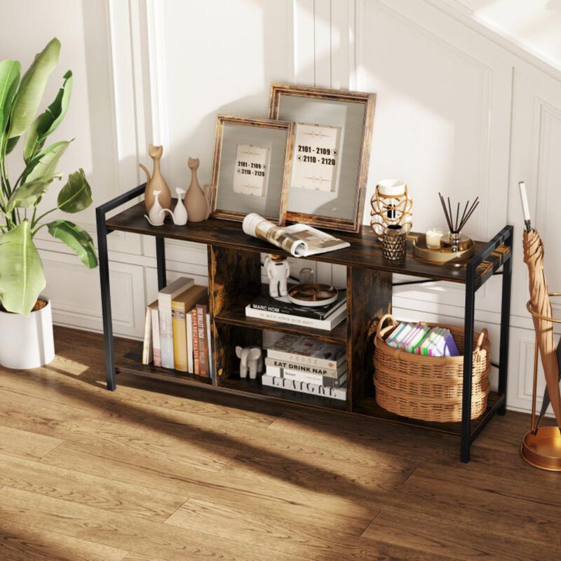 Hivvago TV Stand for 55 Inch TVs Industrial Entertainment Center-Rustic Brown