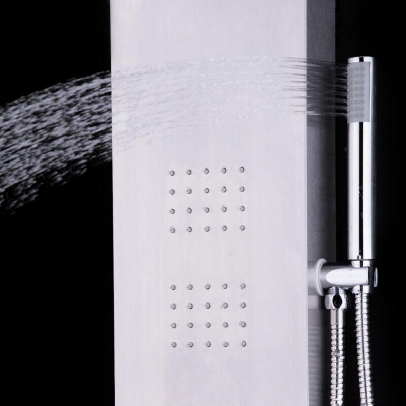 Brushed Stainless Steel Shower Panel with Rainfall and Waterfall Features for Luxury Bathroom