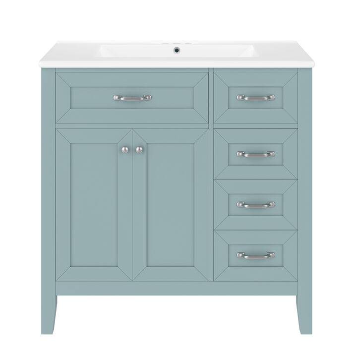 Merax Stylish White Bathroom Vanity with Smooth Ceramic Sink