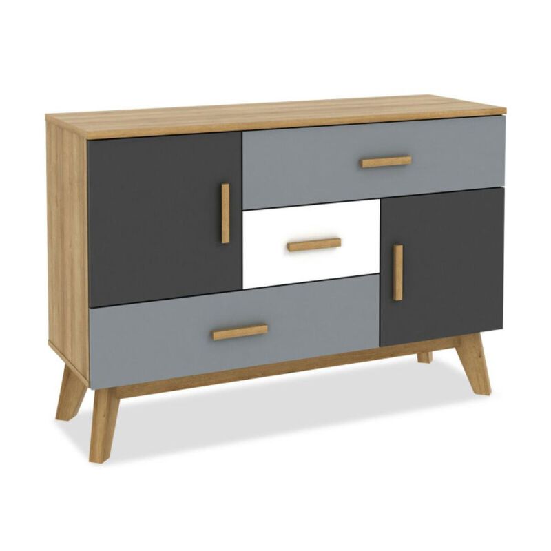 Hivvago Free-standing Storage Floor Cabinet with 2 Doors and 3 Drawers