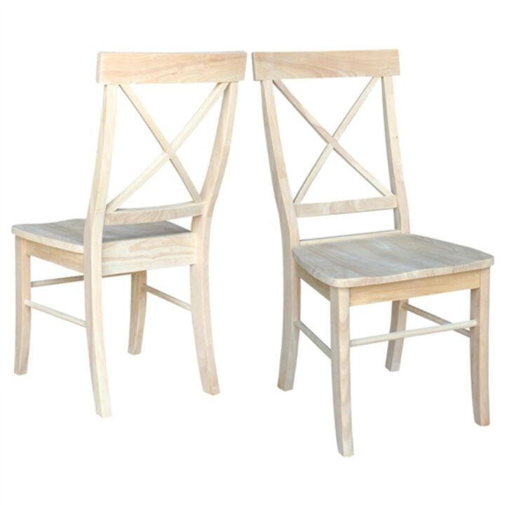 Hivvago Set of 2   Unfinished Wood Dining Chairs with X Back Seat Backrest