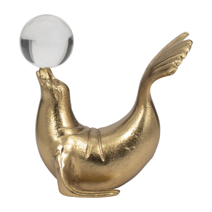 Metal Sea Lion W/ Acrylic Ball