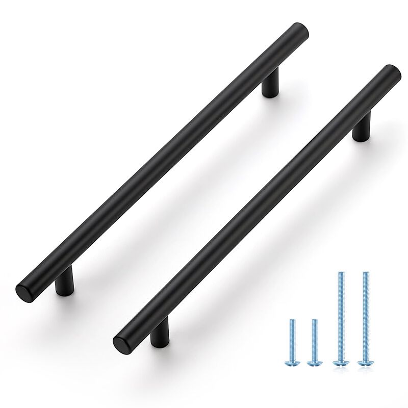 JOY DECOR 60 Pack 10 Inch Cabinet Pulls Kitchen Cabinet Handles with 7-1/2 Inch Hole Center Matte Black Cabinet Hardware Stainle