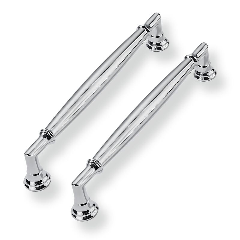 CABDM 2 Pack 6 Inch Hole Center Polished Chrome Cabinet Pulls Heavy Duty Solid Round Cabinet Pulls Kitchen Cabinet Hardware for