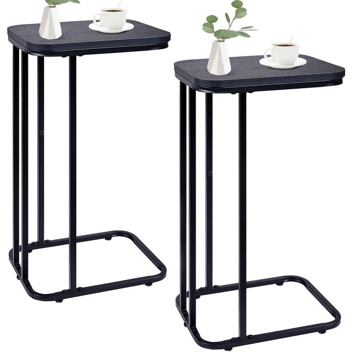 KJGKK C Shaped End Table Set of 2, Small Side Table for Sofa and Bed, Couch Tables That Slide Under, Tall Tv Tray Table for Livi
