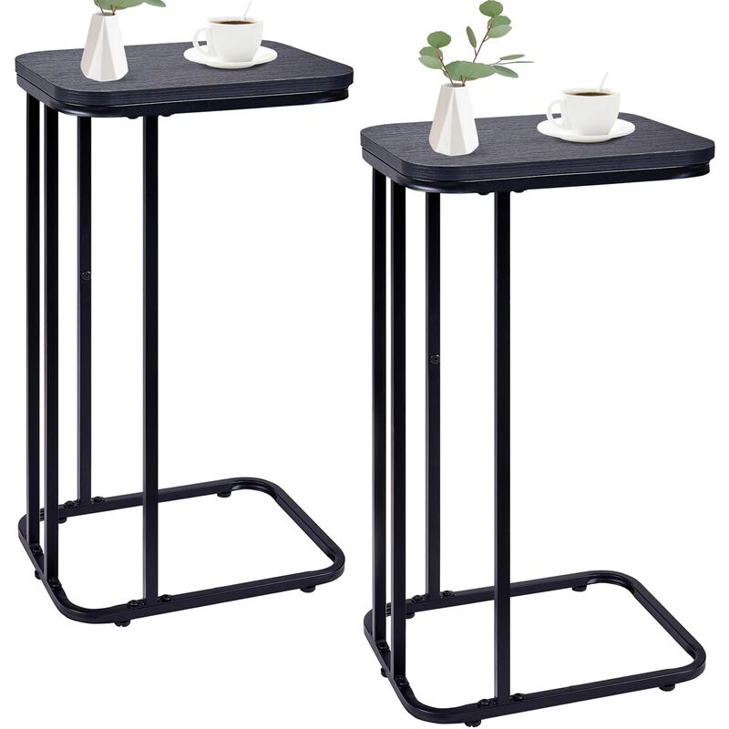 KJGKK C Shaped End Table Set of 2, Small Side Table for Sofa and Bed, Couch Tables That Slide Under, Tall Tv Tray Table for Livi