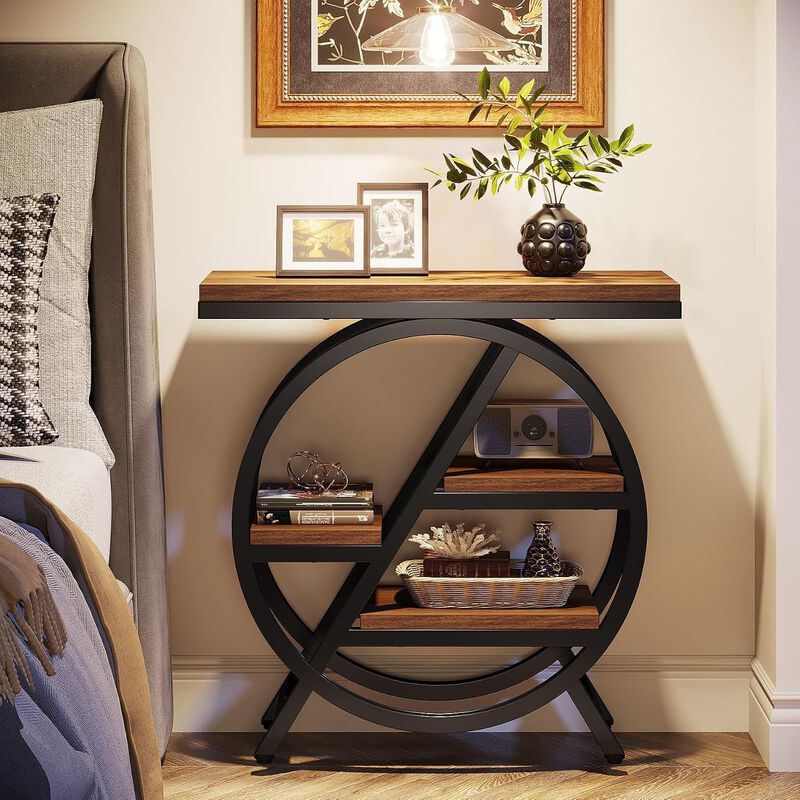 4-Tier Narrow End Table with Storage Shelves image number 2