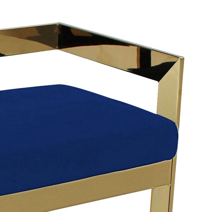 Dok 26 Inch Counter Height Stool, Blue, Cantilever, Gold Stainless Steel