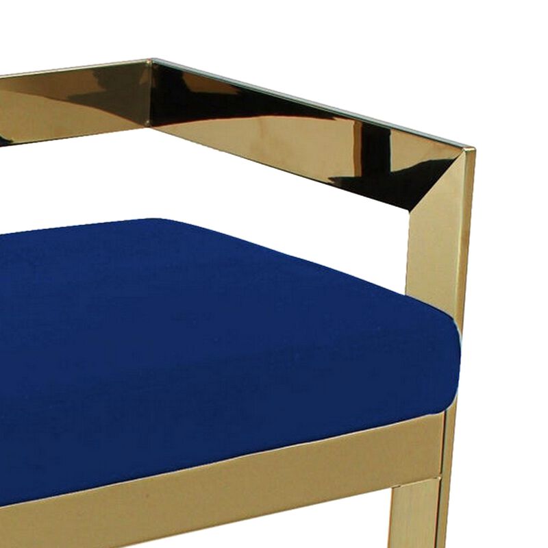 Dok 26 Inch Counter Height Stool, Blue, Cantilever, Gold Stainless Steel