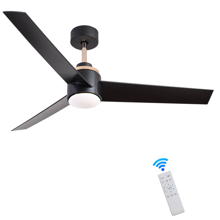 52 Inch Ceiling Fans with Lights Flush Mount, Modern Ceiling Fan with Light and Remote Control - 3 Blades Indoor Outdoor Ceiling Fan Low Profile for Patio Farmhouse Bedroom