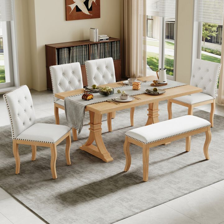Lilsli 6‑Piece Farmhouse Dining Table Set