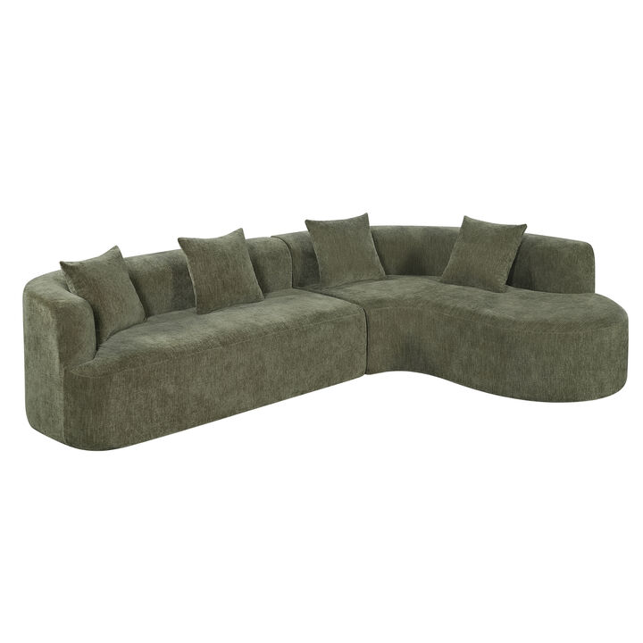Merax Oversized Curved Sectional with Wraparound Backrest, High-Resilience & Memory Foam Layers
