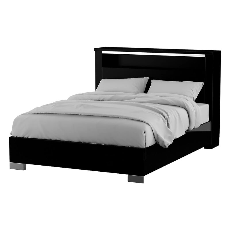 Queen Bedroom Set, Black, Chrome Wood, 2 Piece Set with Nightstand image number 2