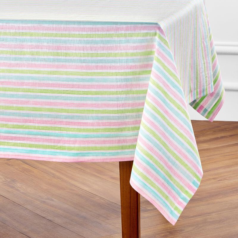 Solino Home 100% Pure Linen Tablecloth - Palm Beach Stripe