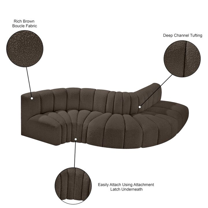 Meridian Furniture Arc Brown Boucle Fabric Modular Sofa