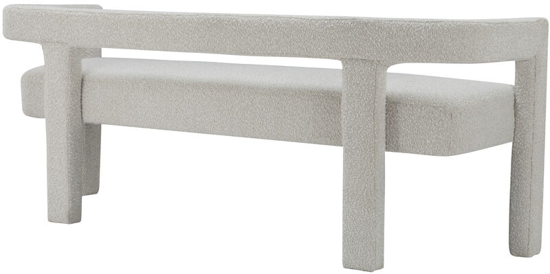 Meridian Furniture Athena Cream Boucle Fabric Bench image number 2