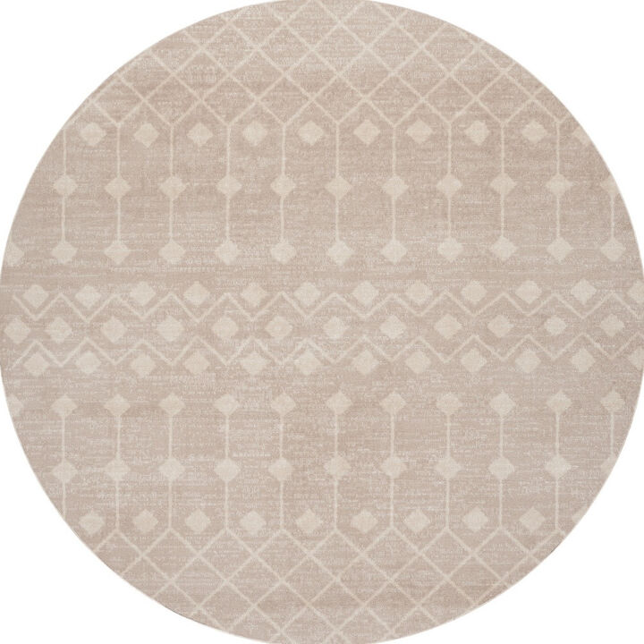 HomeRoots Geometric Power Loom Round Rug