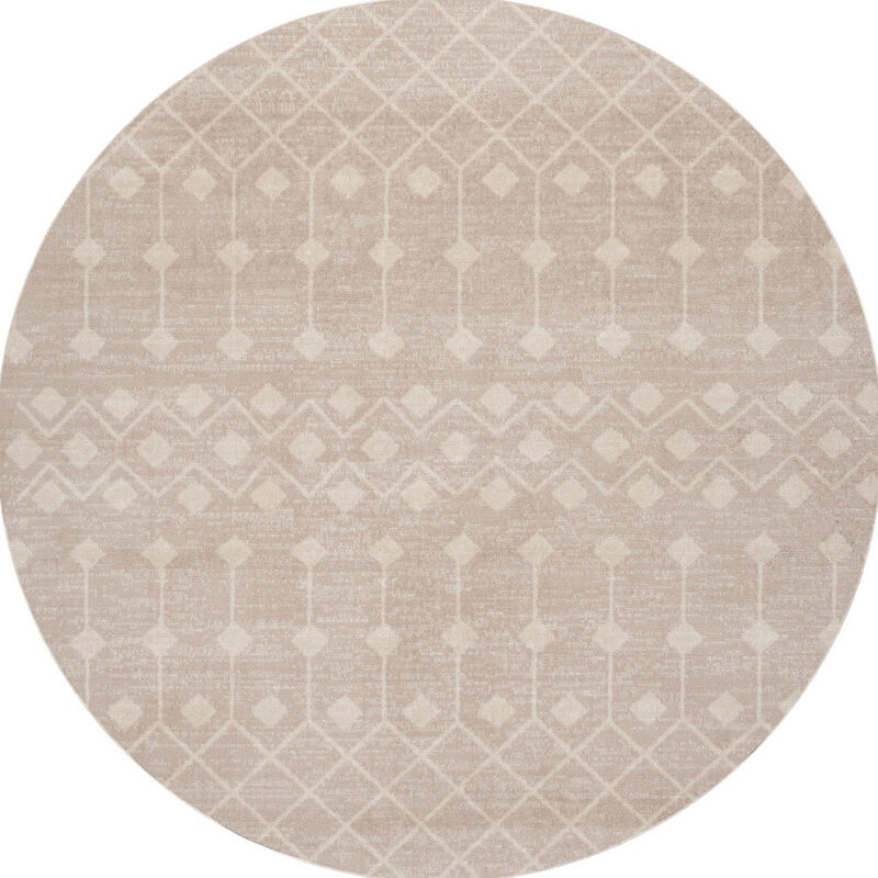 HomeRoots Geometric Power Loom Round Rug image number 0