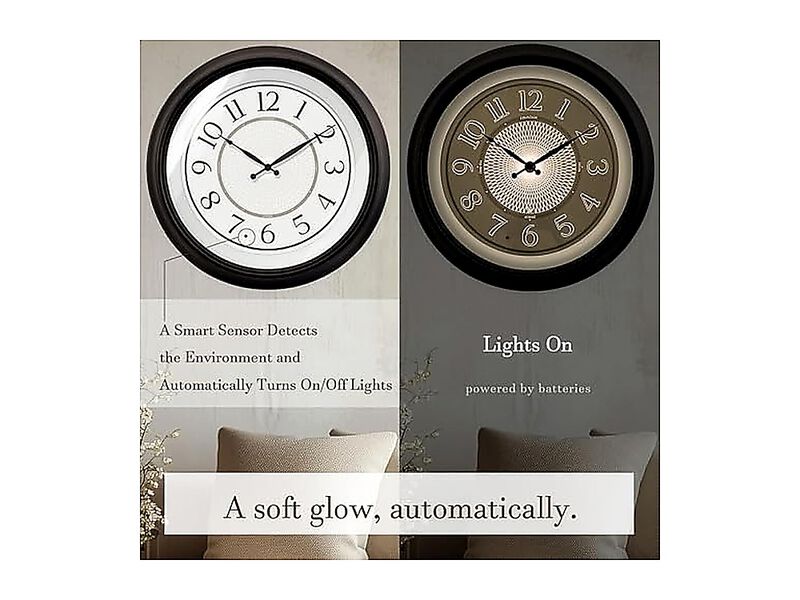 Galaxy 18 Inch Luminous Atomic Wall Clock Night Light Illuminated Smart Sensor image number 2