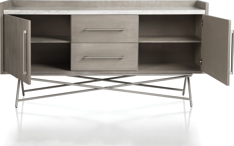 Coral Marble Top Rectangular Sideboard in Antique Grey