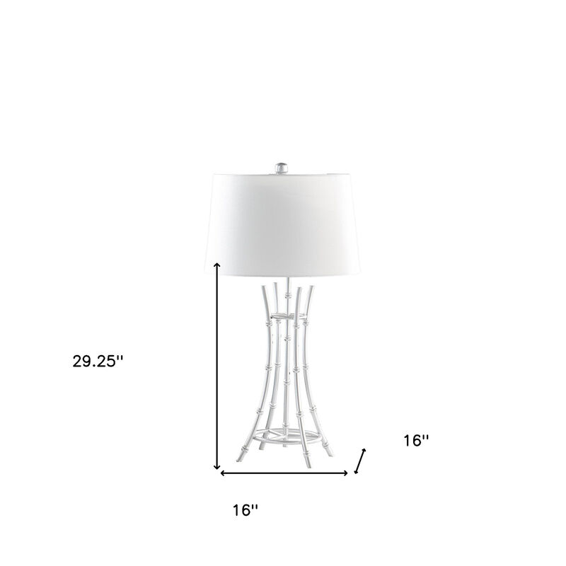 Hivvago 29" Silver Bamboo Design Table Lamp With Off White Drum Shade