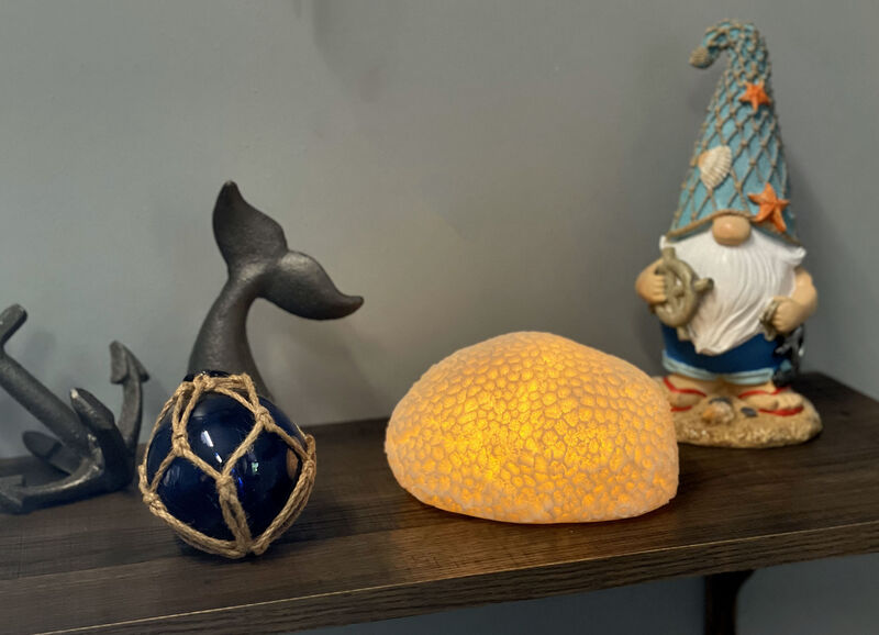 6" Resin LED Brain Coral Lamp - Nautical Decor image number 1