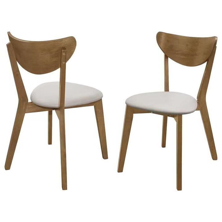 Hivvago Set of 2 - Mid-Century Modern Wood Dining Chair with Faux Leather Seat