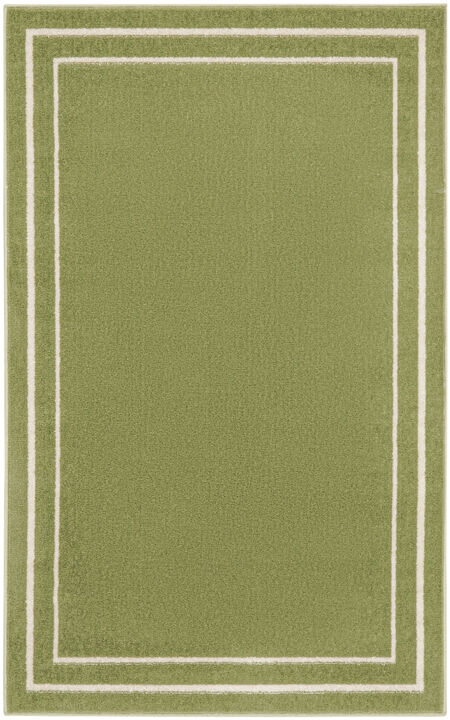 HomeRoots 2' X 4' Green And Ivory Indoor Outdoor Area Rug