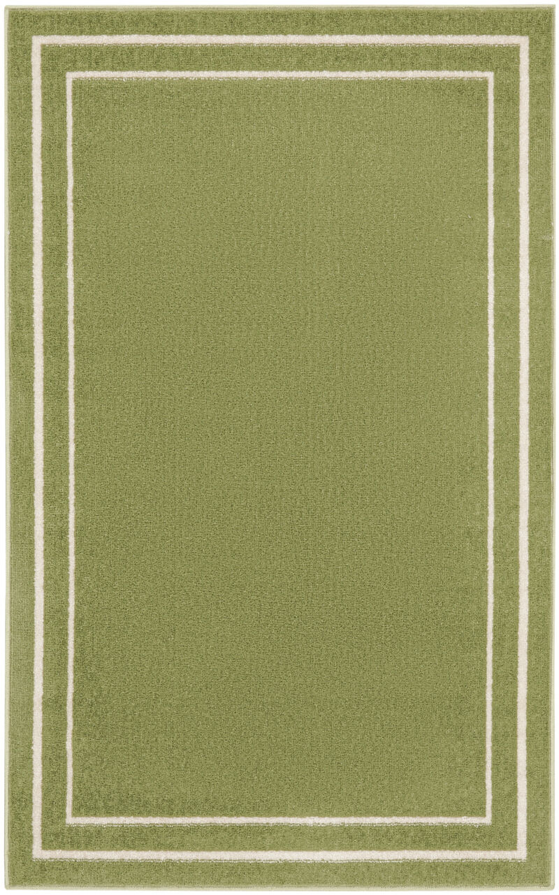 HomeRoots 2' X 4' Green And Ivory Indoor Outdoor Area Rug image number 0