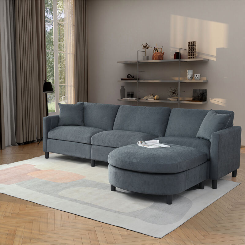 107.8" Sectional Sofa Couch 1 Ottoman image number 1