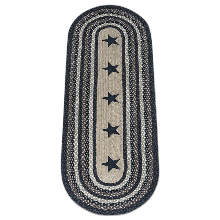 Earth Rugs Op-313 Black Stars Oval Patch 2 Feet X 6 Feet