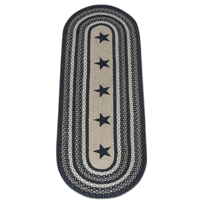 Earth Rugs Op-313 Black Stars Oval Patch 2 Feet X 6 Feet image number 0