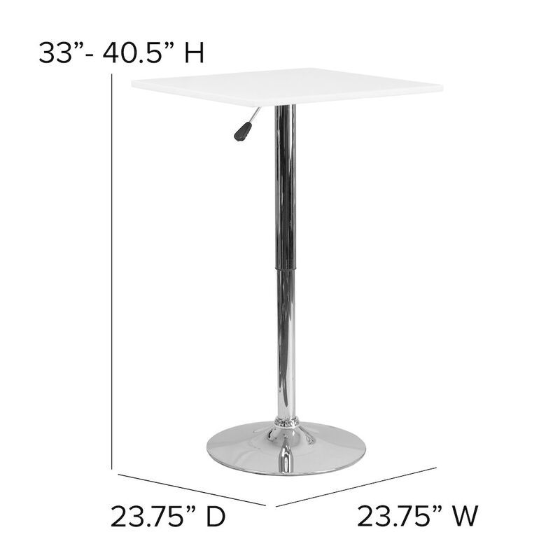 Flash Furniture 23.75'' Adjustable Height White Wood Swivel Top Table image number 2