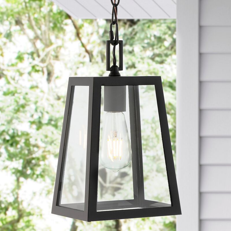 Glendale 6.75" 1-Light Farmhouse Industrial Iron/Glass Outdoor LED Pendant