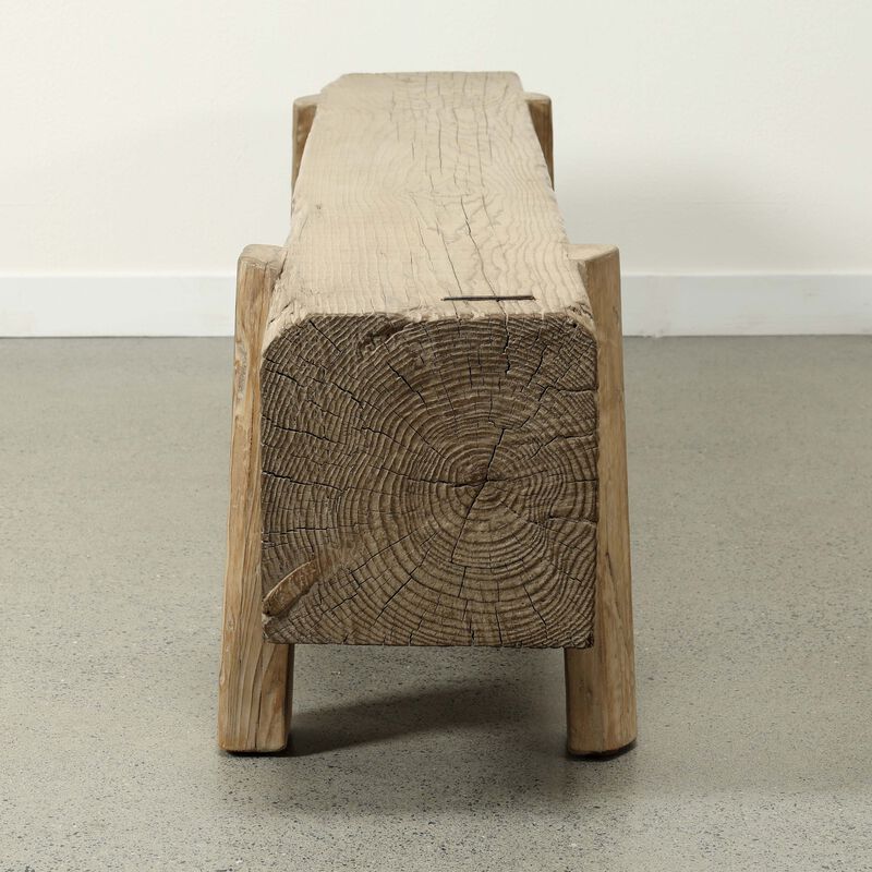 Vintage Reclaimed Wood Bench in Weathered Natural image number 9