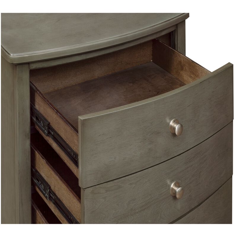 Wooden Nightstand with 3 Spacious Drawers and Knobs, Gray - Benzara