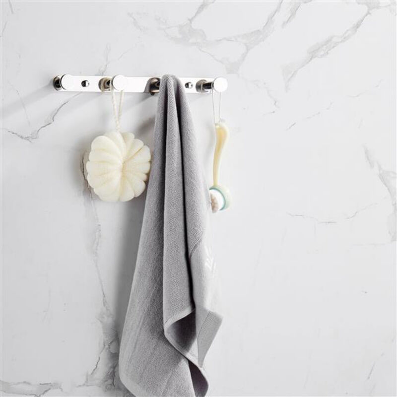 Matte Black Wall-Mounted Towel Hook Rack, 4 Stainless Steel Hooks