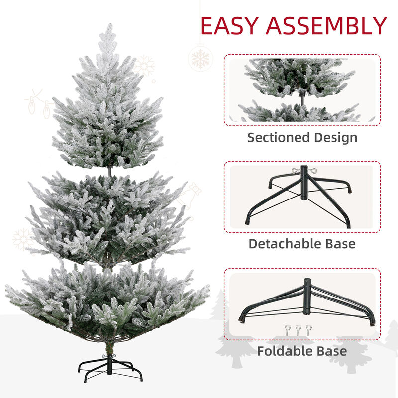 BreeBe 6FT Flocked Artificial Xmas Tree with Realistic Branches image number 5