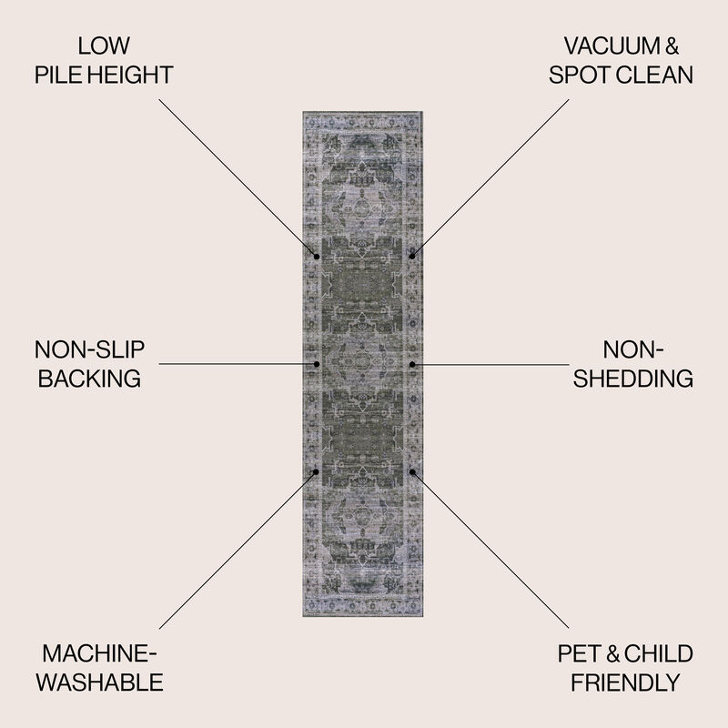 Alanya Ornate Medallion Machine-Washable Area Rug