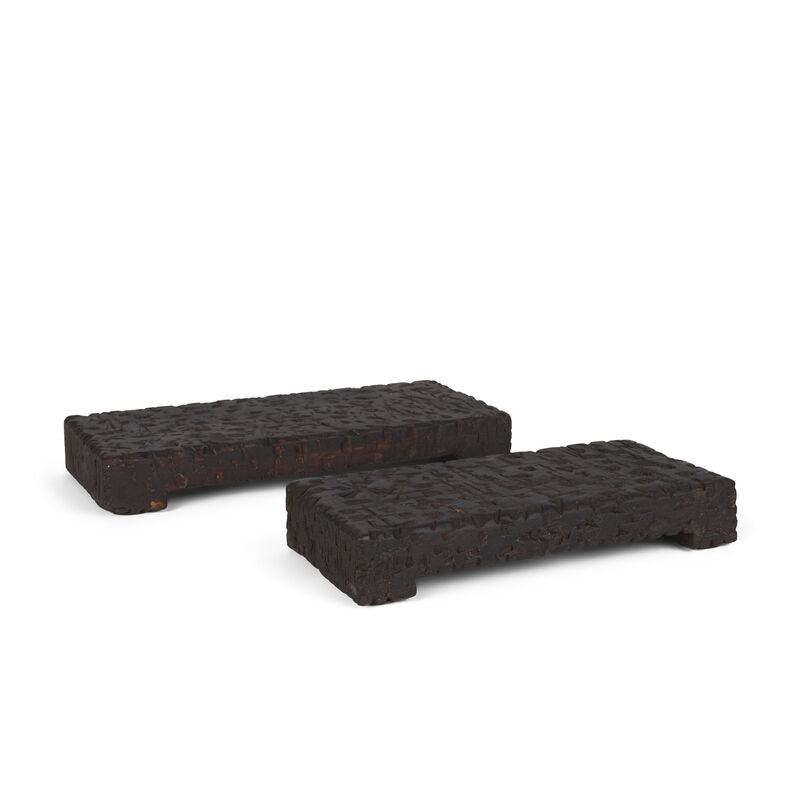 HomeRoots Set of Two Brown Wood Handmade Serving Tray image number 3