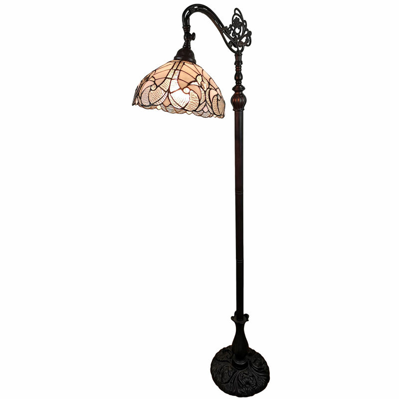 Hivvago 62" Brown And White Floor Lamp With White Glass Bowl Shade